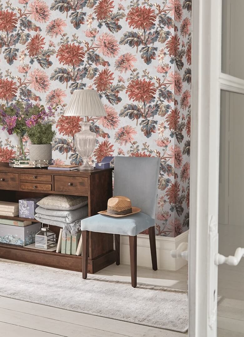 Tapeta kwiaty chryzantemy Laura Ashley 114912 Maryam Volume II