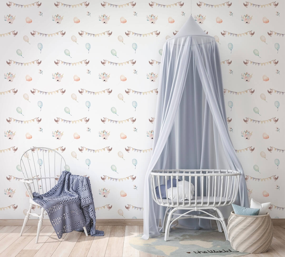 Tapeta ptaszki i girlandy Marburg 45887 Kids Walls Little Adventures