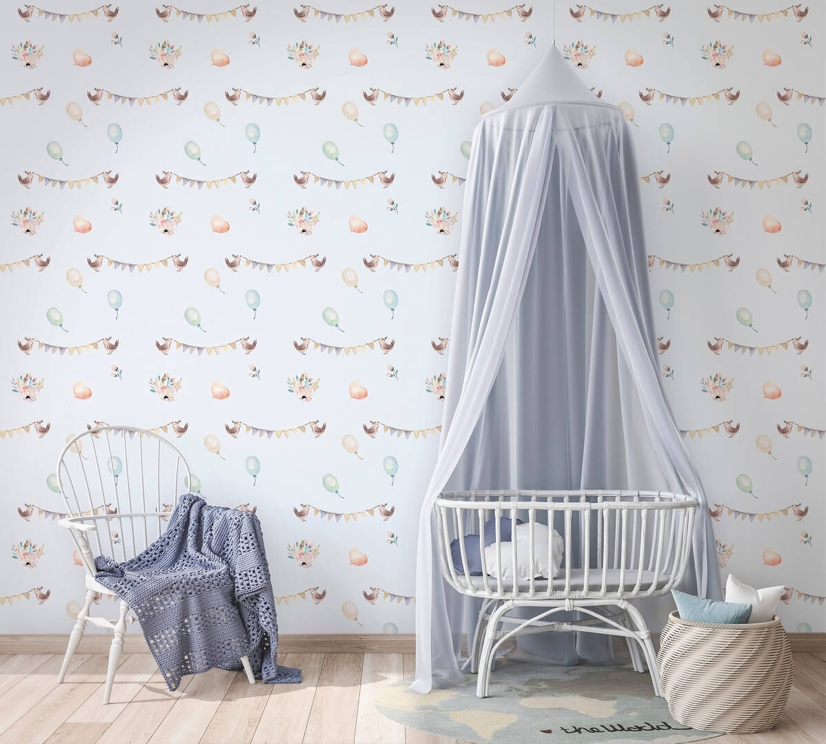 Tapeta ptaszki i girlandy Marburg 45892 Kids Walls Little Adventures