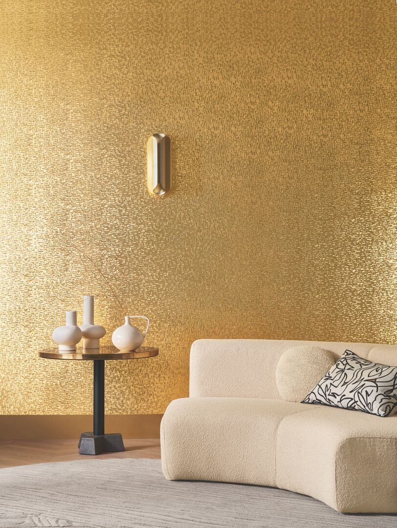 Tapeta drobna mozaika złota folia metaliczna Casamance 75750304 Pyrite Textures Metalliques
