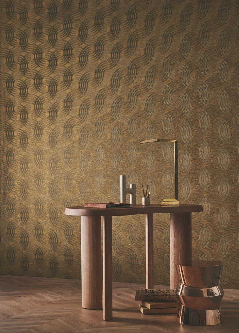 Tapeta zaokrąglone linie Casamance 75792446 Auraria Textures Metalliques