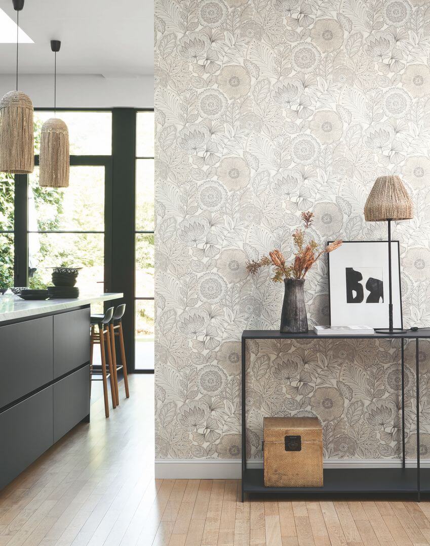 Tapeta kwiaty i liście Casadeco BALI 88150920 Batik Bali