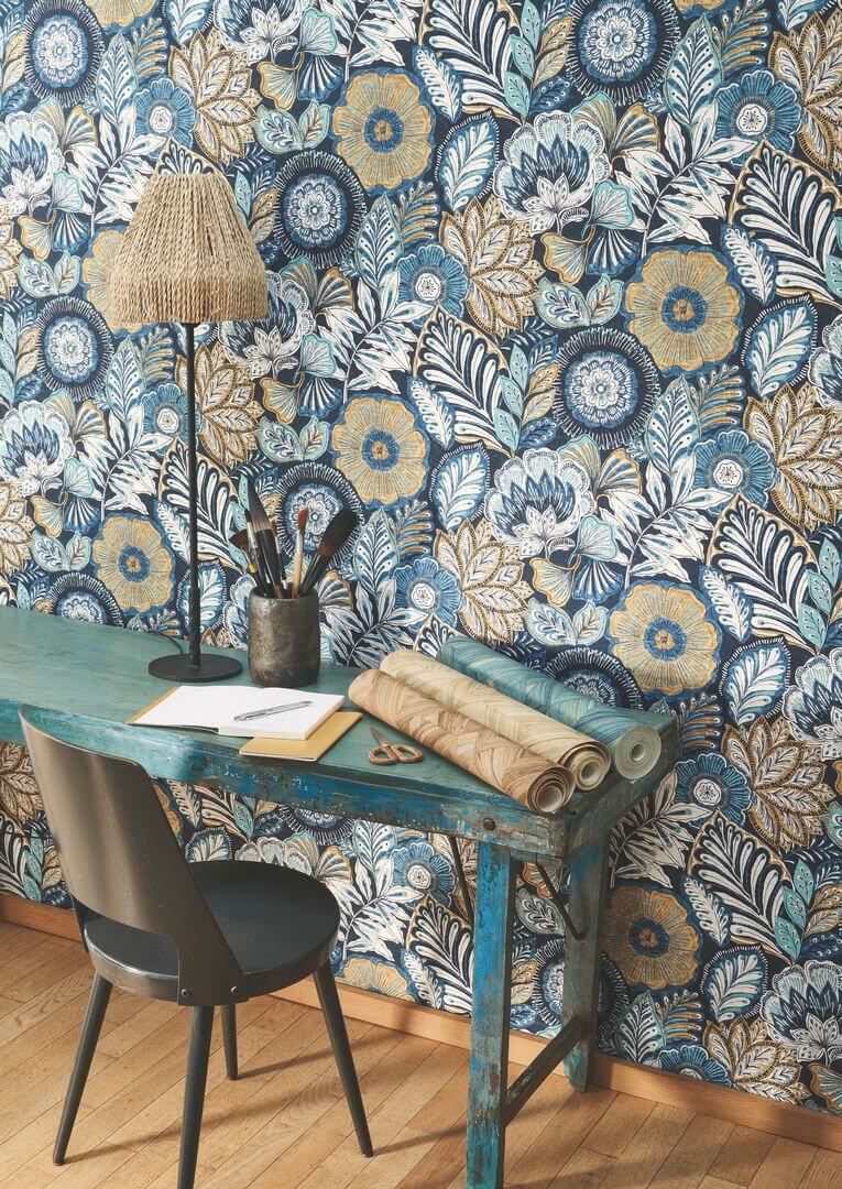 Tapeta kwiaty i liście Casadeco BALI 88151925 Batik Bali