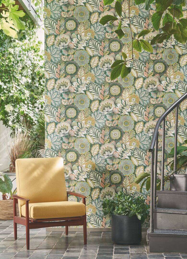 Tapeta kwiaty i liście Casadeco BALI 88151925 Batik Bali