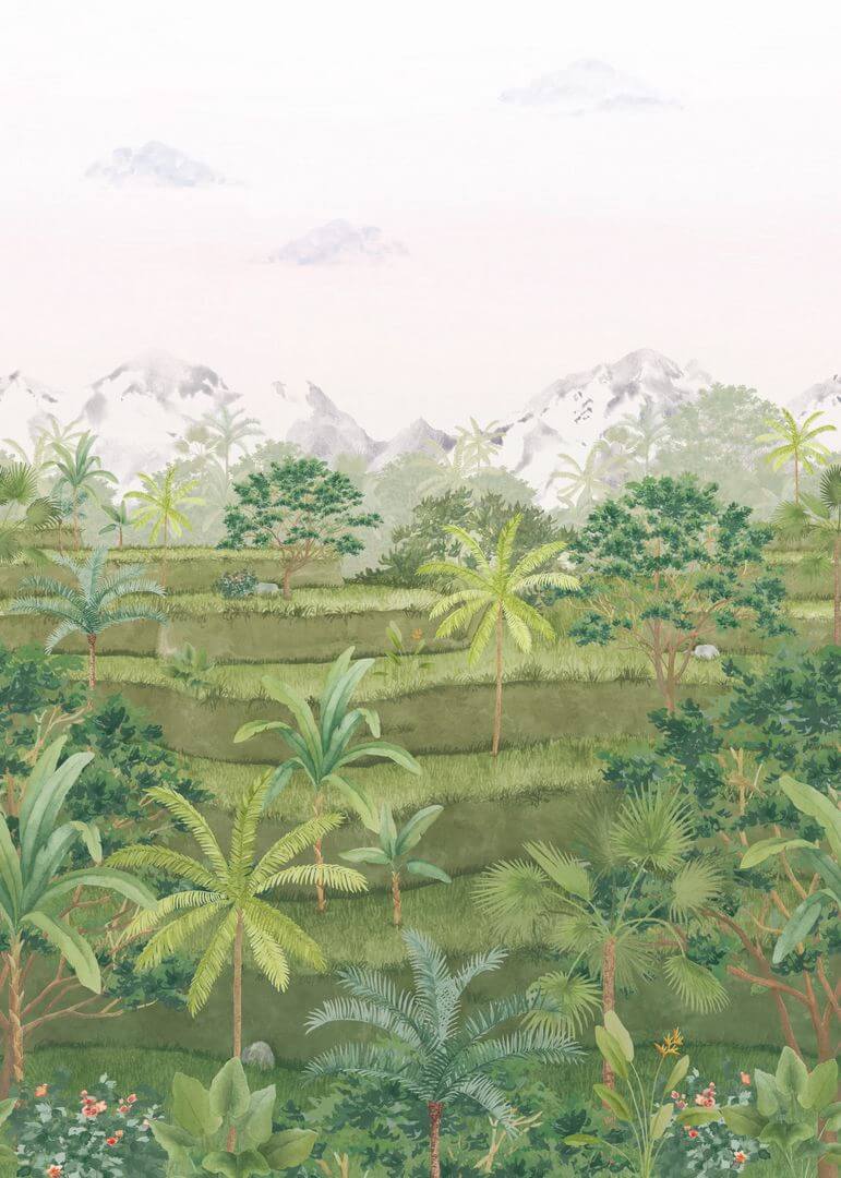 Mural egzotyczny krajobraz pola ryżowego Casadeco BALI 88207203 M Riziere Bali