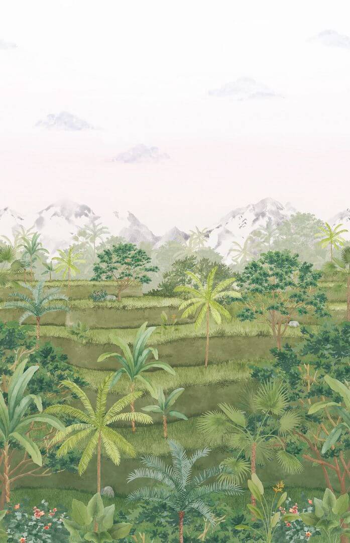 Mural egzotyczny krajobraz pola ryżowego Casadeco BALI 88207204 L Riziere Bali