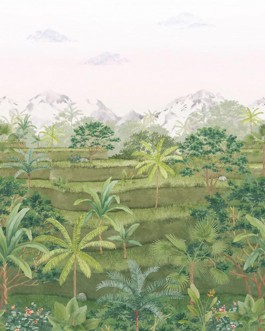 Mural egzotyczny krajobraz pola ryżowego Casadeco BALI 88207205 S Riziere Bali