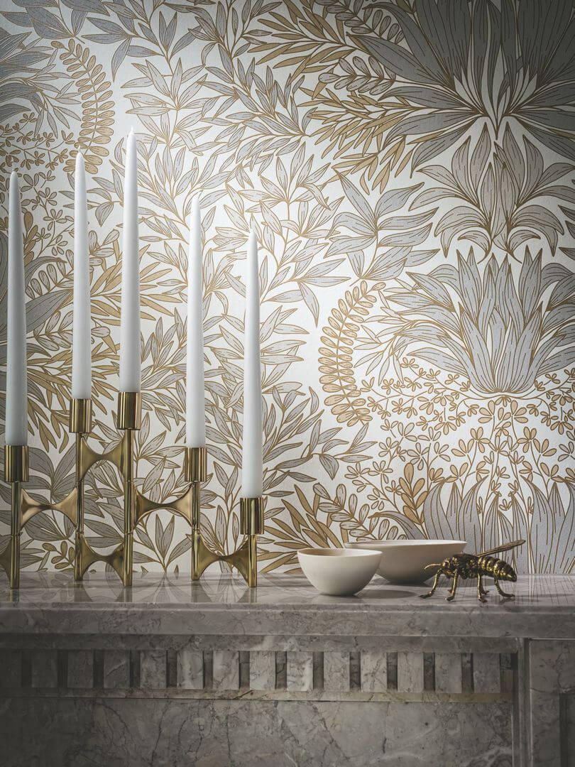 Tapeta roślinny ornament Casamance 75733568 Chardon Square Jasmin