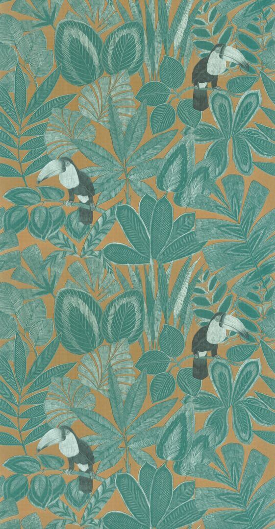 Tapeta tropikalne liście i tukany Caselio GCO 103922754 Rio Green & Co