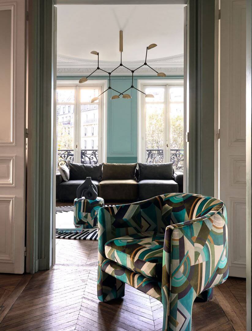 Tkanina geometryczna welur Casamance 50490155 Convexe Arty