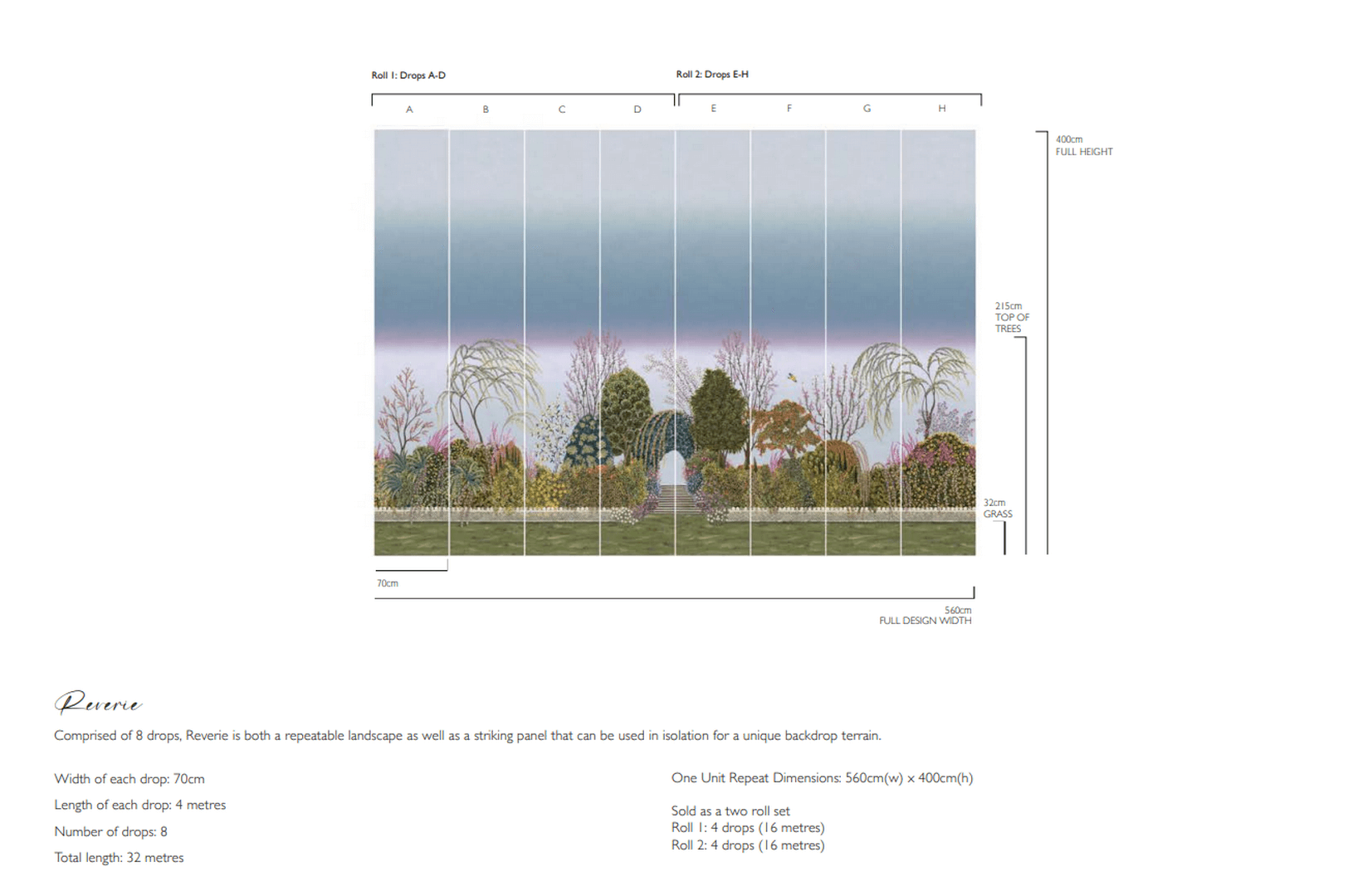 Mural botaniczny ogród Cole & Son Reverie 120/4012 The Gardens (zestaw 2 rolek)