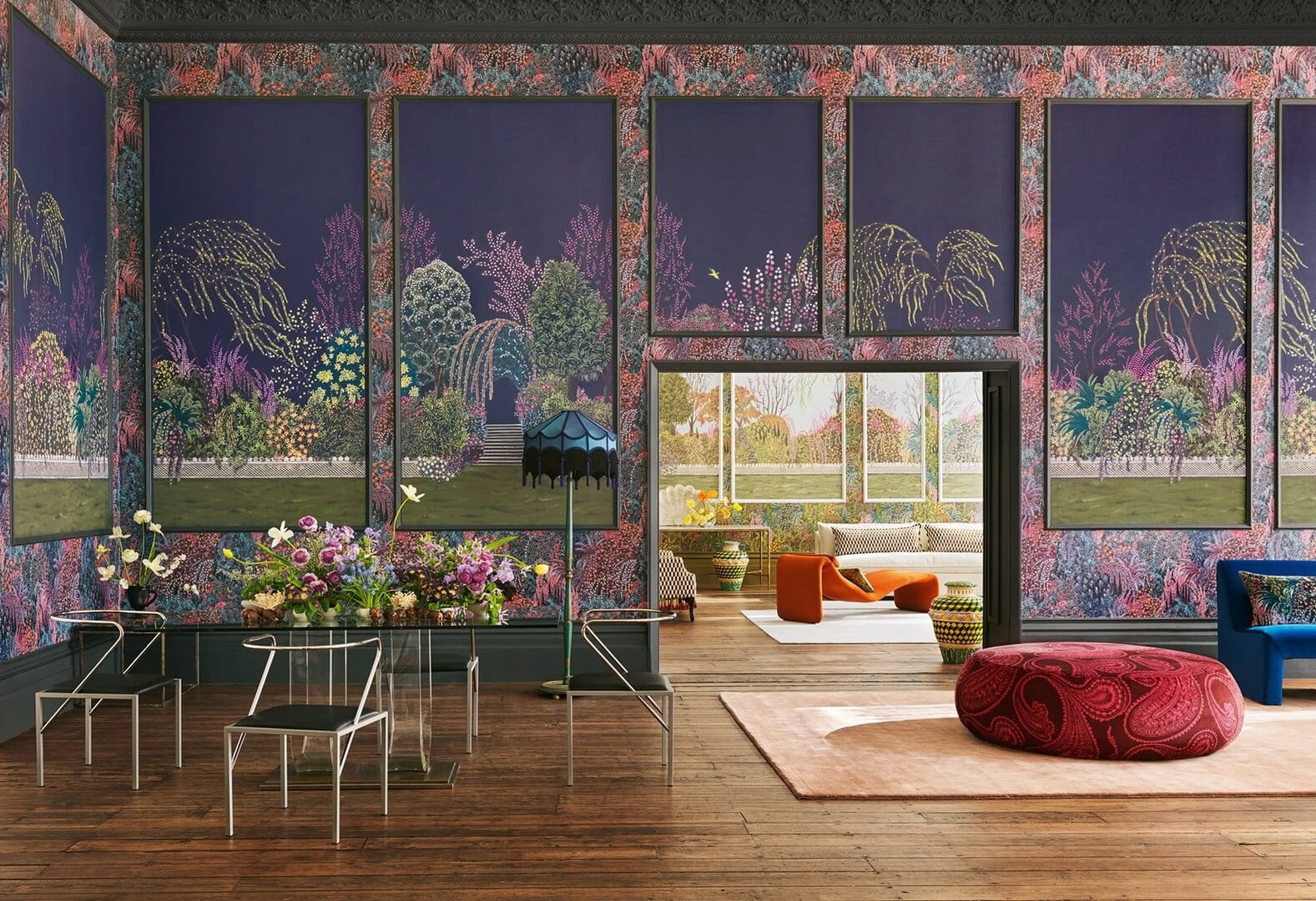 Mural botaniczny ogród Cole & Son Reverie 120/4013 The Gardens (zestaw 2 rolek)