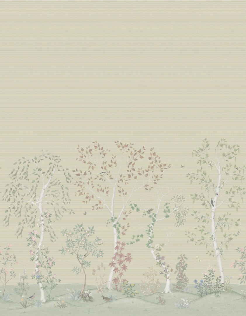 Mural drzewa Sizal Cole & Son Seasonal Woods Grasscloth 120/6019G The Gardens (zestaw 2 rolek)