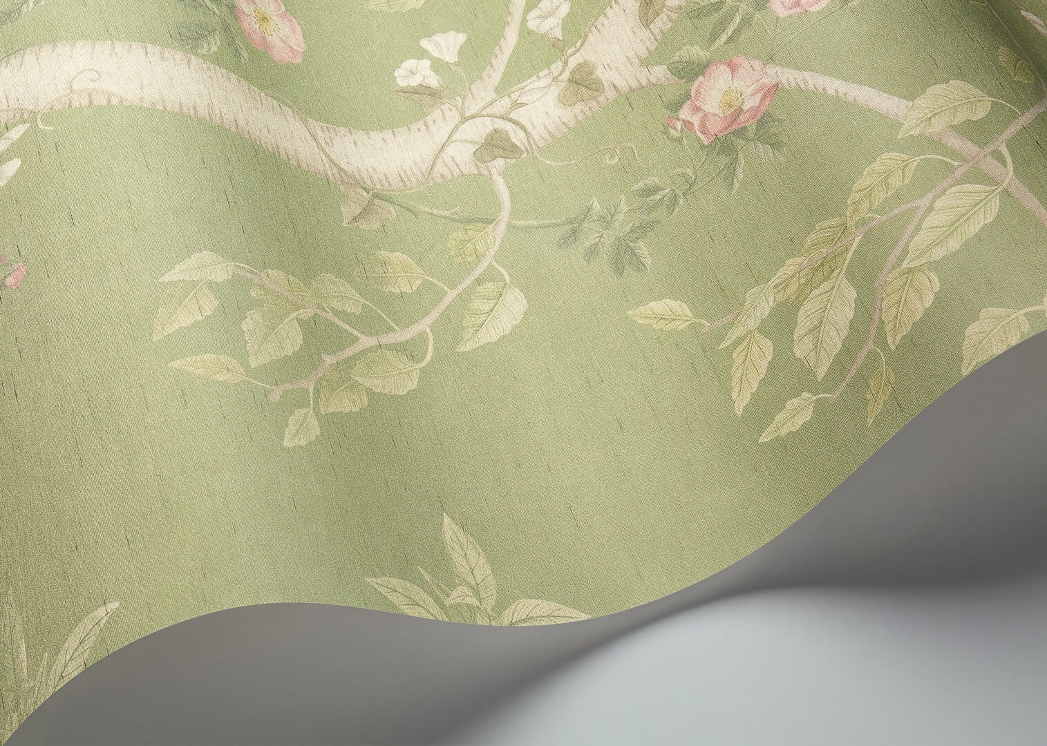 Mural drzewa Jedwab Cole & Son Seasonal Woods Silk 120/6021S The Gardens (zestaw 2 rolek)