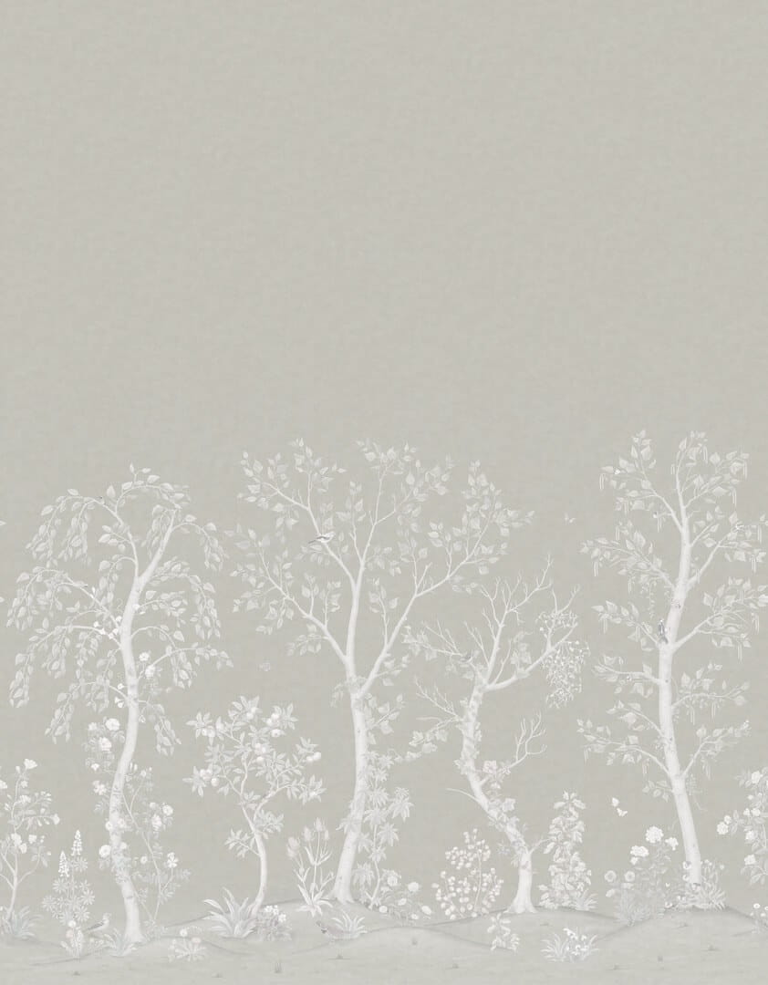 Mural drzewa Cole & Son Seasonal Woods Pearl 120/6023M The Gardens (zestaw 2 rolek)