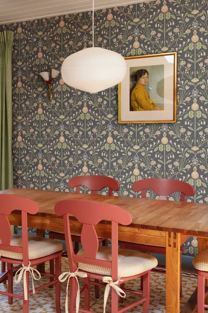 Tapeta roślinny ornament Sandberg S10155 Till Carl Indigo Huset i Solen