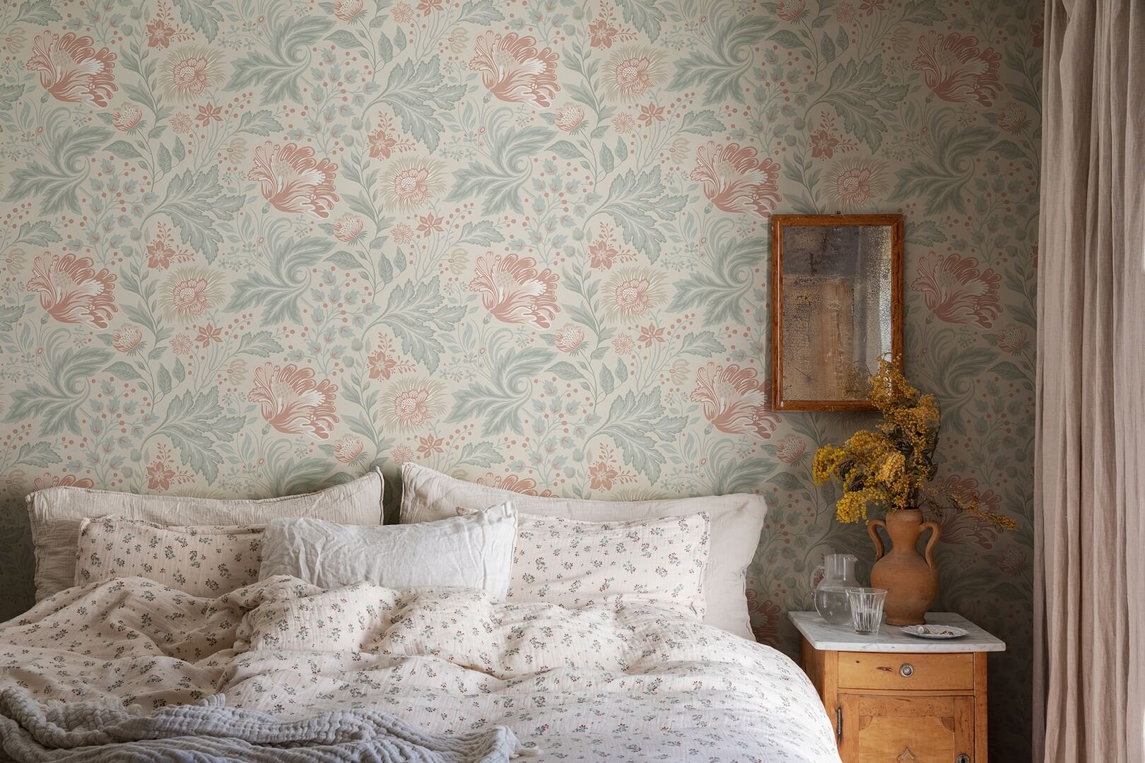 Tapeta kwiaty vintage Sandberg S10179 Ava Sandstone Villa Dalaro II
