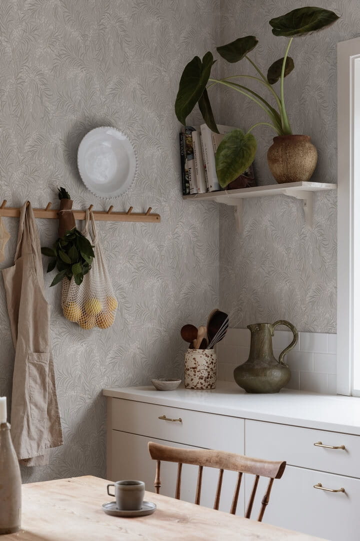 Tapeta liście Sandberg S10207 Idun Mineral Grey Villa Dalaro II