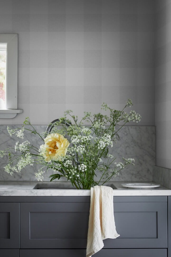 Tapeta w kratkę Sandberg S10212 Lykke Mineral Grey Villa Dalaro II