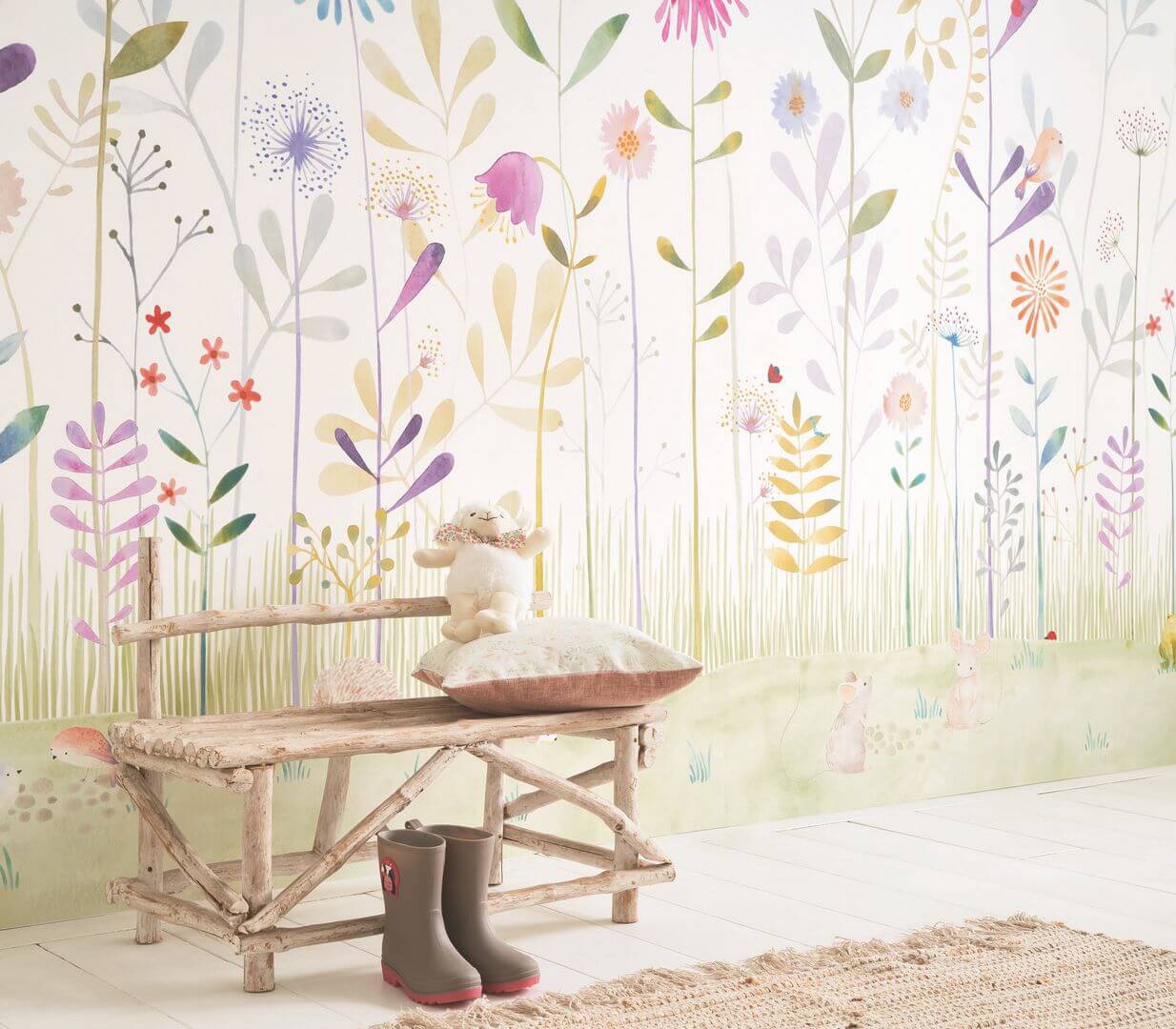Mural polne kwiaty i zwierzęta Casadeco OUAT 88557810 S The Garden Small World Full Once Upon A Time