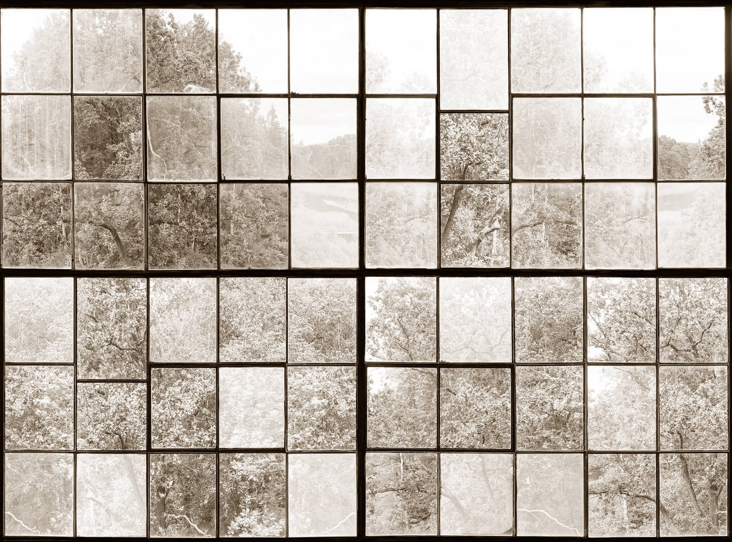 Fototapeta okna fabryki Rebel Walls R14383 Factory Window Sepia Rebel Favorites