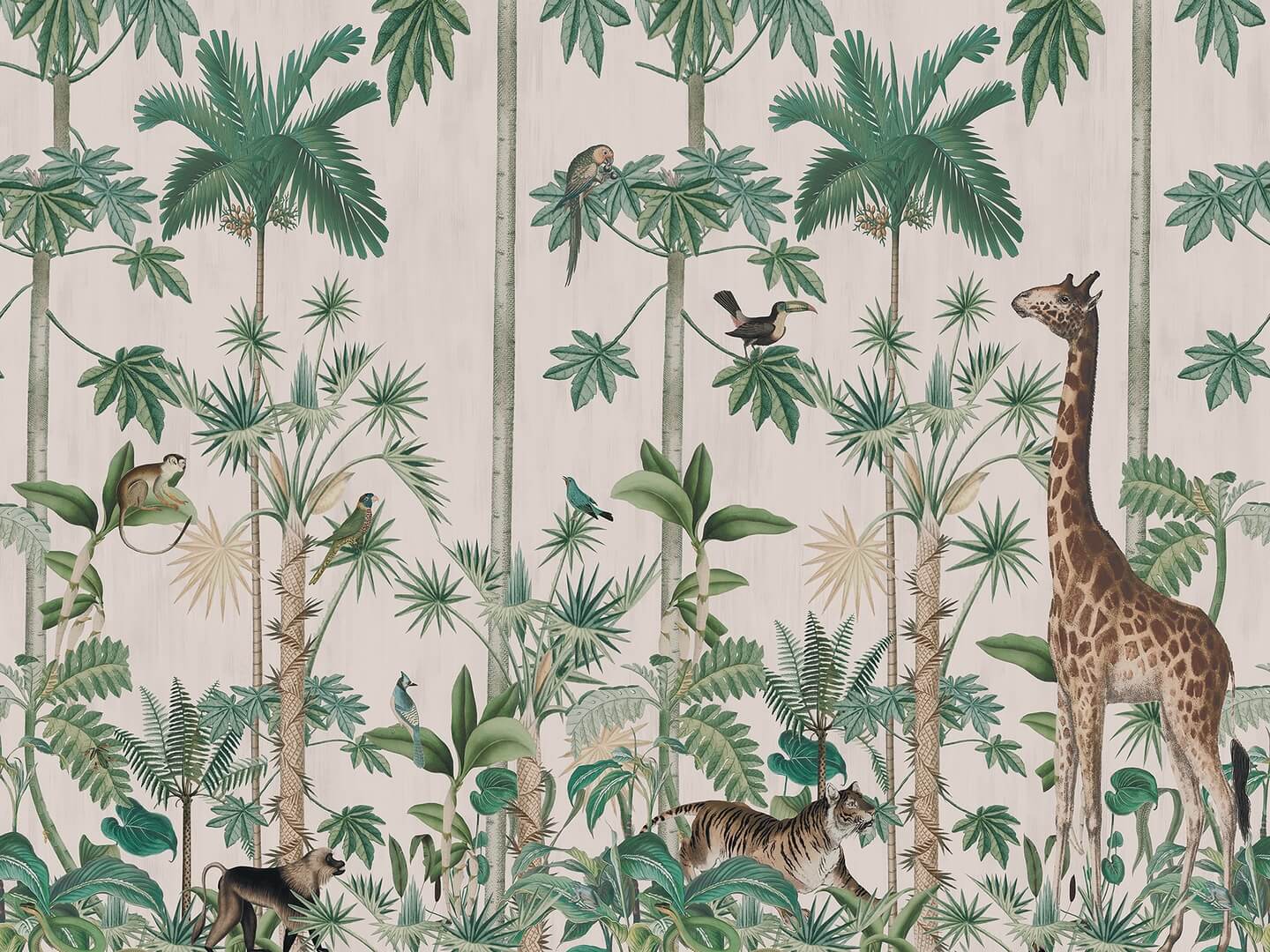 Fototapeta egzotyczne zwierzęta w dżungli Rebel Walls R16795 Giraffe's Stroll Pastel Pink Rebel Favorites