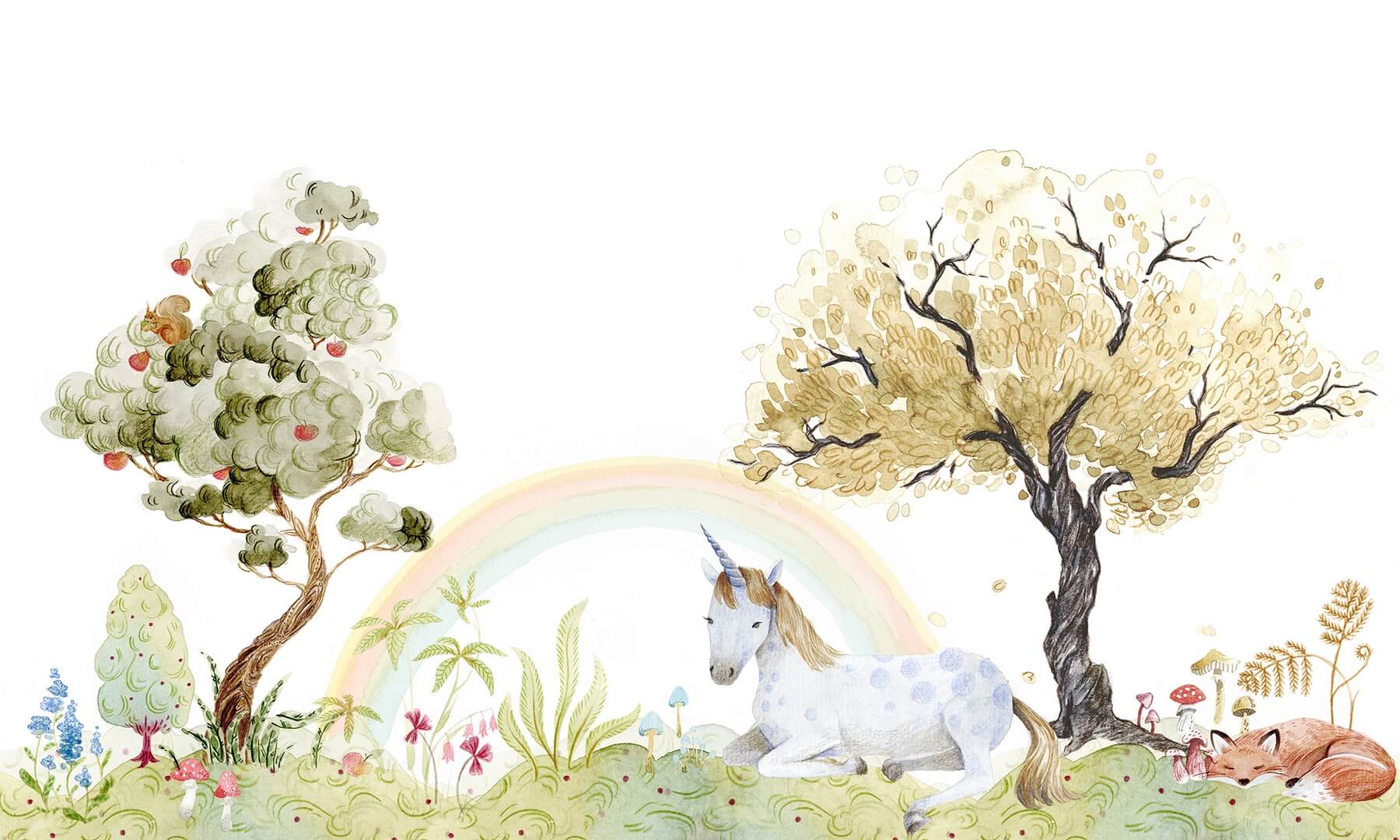 Fototapeta magiczny jednorożec Rebel Walls R18181 Unicorn Dream Rainbow Rebel Favorites