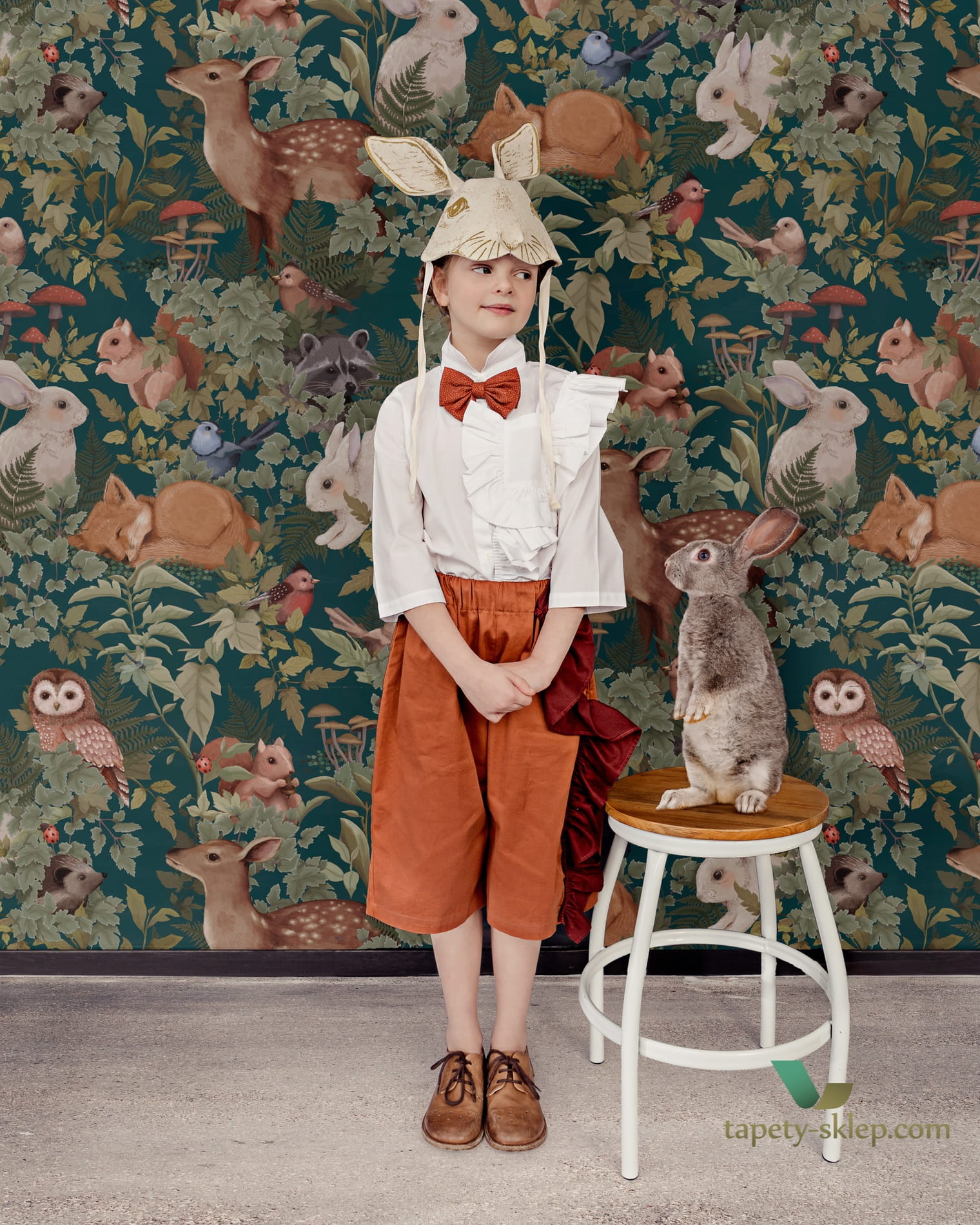 ! OKAZJA ! 1 szt / 24H Tapeta leśne zwierzęta Jimmy Cricket Woodlands Teal