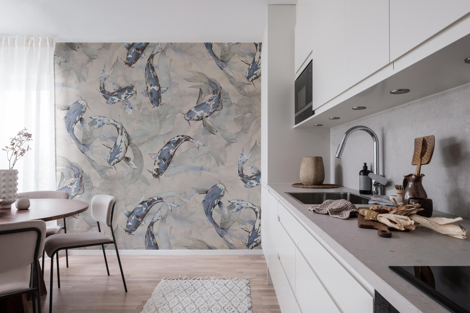 Fototapeta ryby Koi Rebel Walls R19302 Koi Blue Imperfections