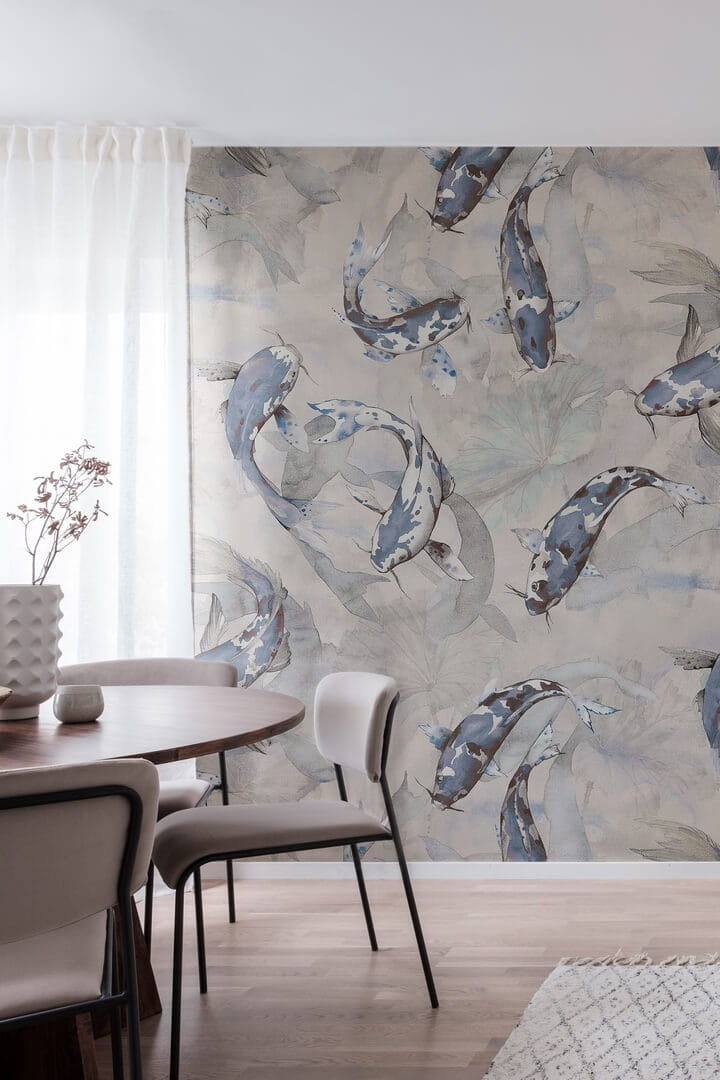 Fototapeta ryby Koi Rebel Walls R19302 Koi Blue Imperfections