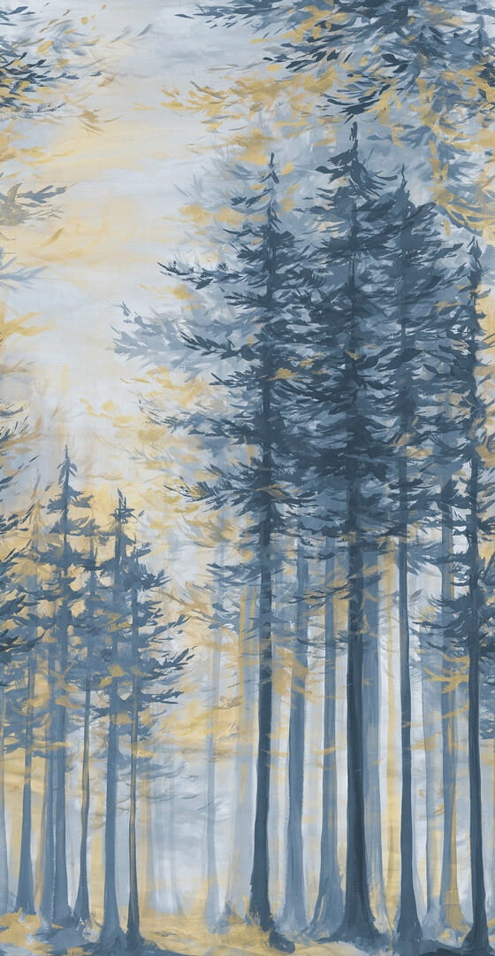 Fototapeta las sosnowy Rebel Walls R19312 Daybreak Blue Imperfections