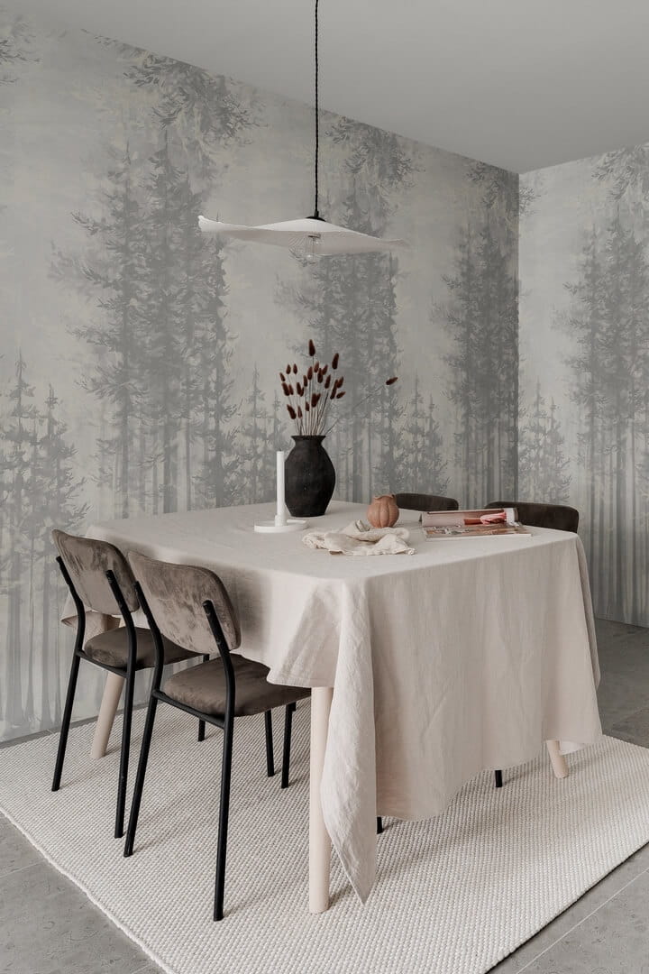 Fototapeta las sosnowy Rebel Walls R19314 Daybreak Pearl Imperfections