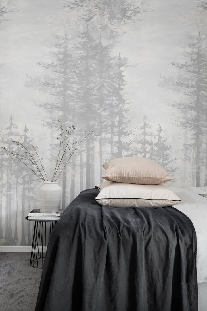 Fototapeta las sosnowy Rebel Walls R19314 Daybreak Pearl Imperfections