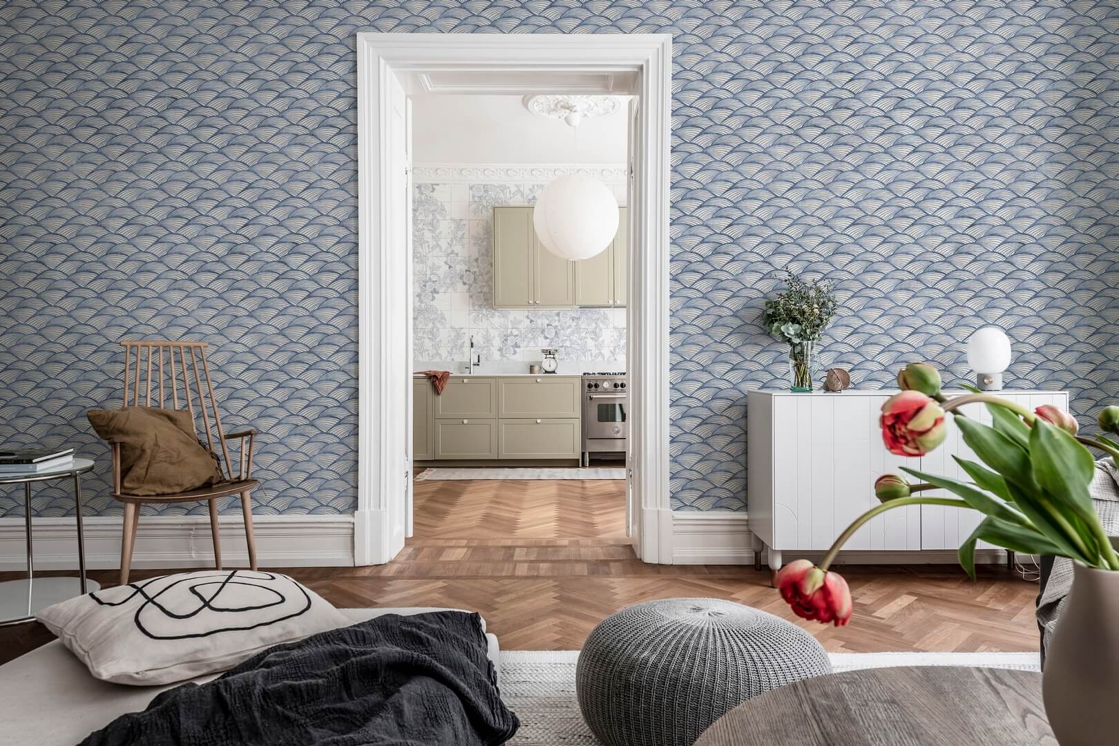 Fototapeta fale Rebel Walls R19317 Ripple Blue Imperfections