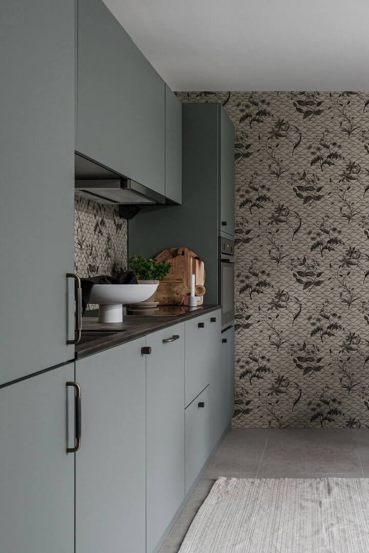 Fototapeta w japońskim stylu Rebel Walls R19322 Floral Ripple Graphite Imperfections