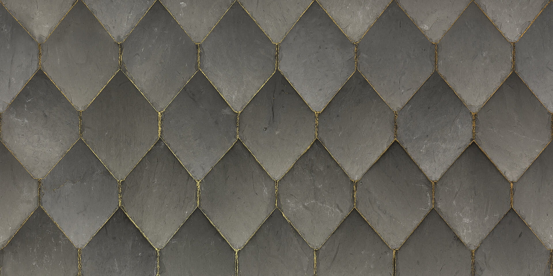 Fototapeta jak płytki ze złotą fugą Rebel Walls R19331 Osaka Tiles Grey Imperfections