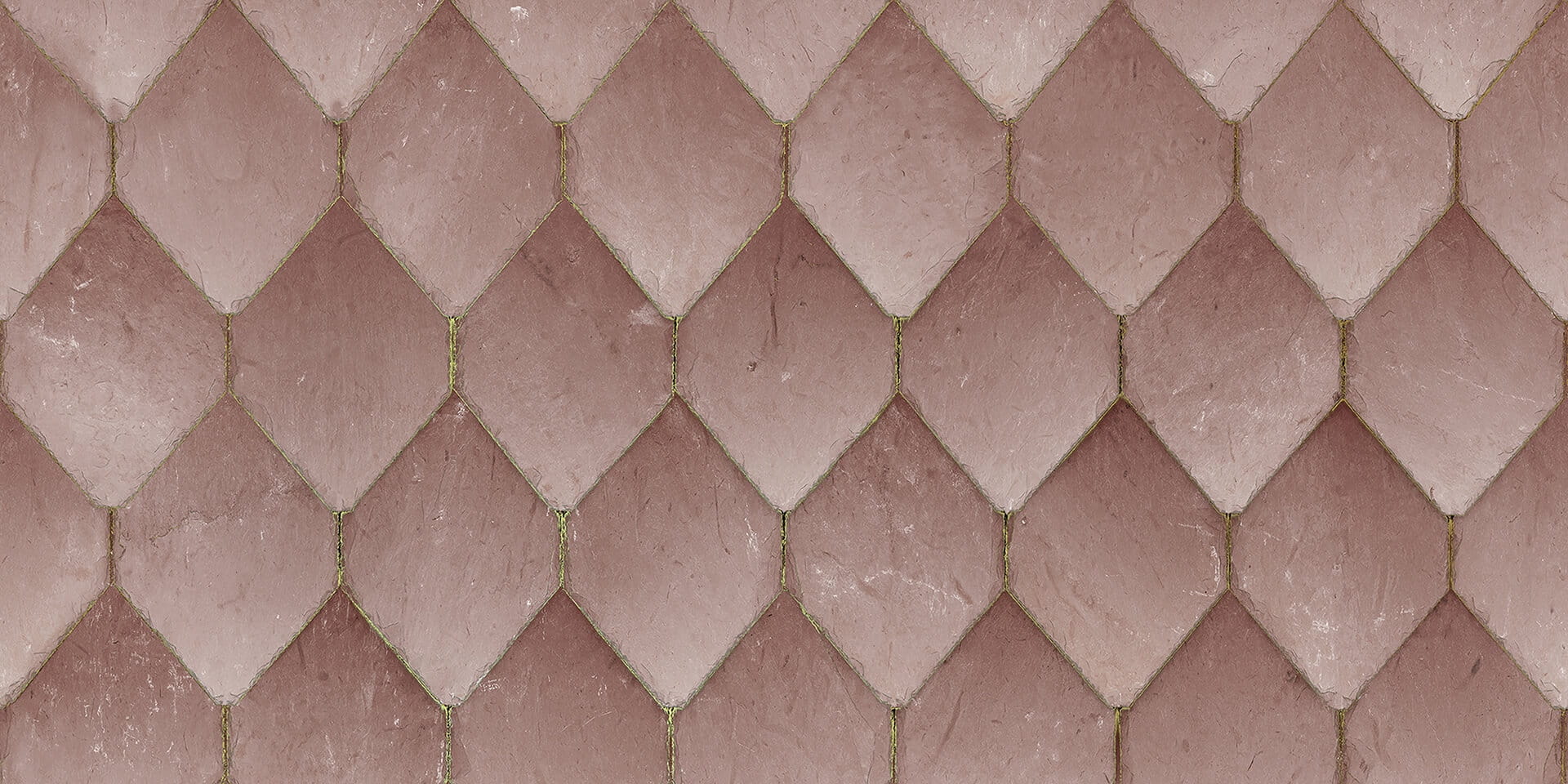 Fototapeta jak płytki ze złotą fugą Rebel Walls R19332 Osaka Tiles Pink Imperfections