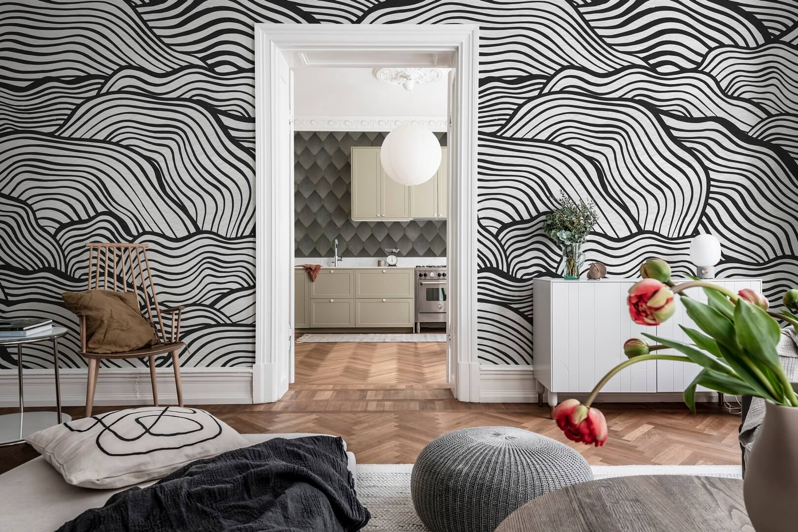 Fototapeta linie Rebel Walls R19334 Soft Clouds Graphite Imperfections