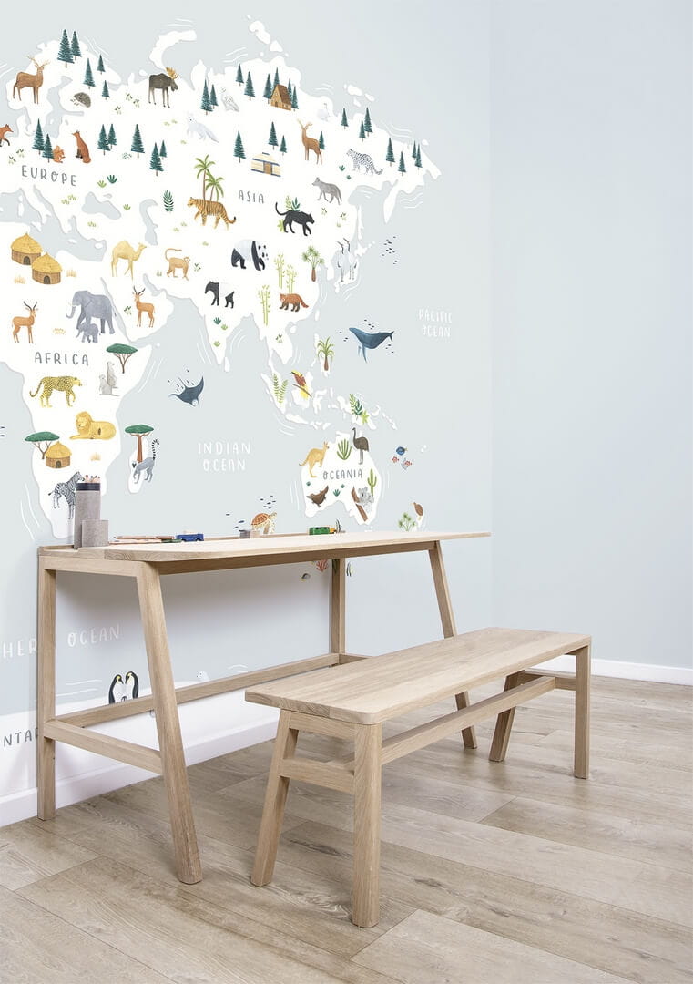 Mural mapa świata i zwierzęta Lilipinso H0719 Animals World Map