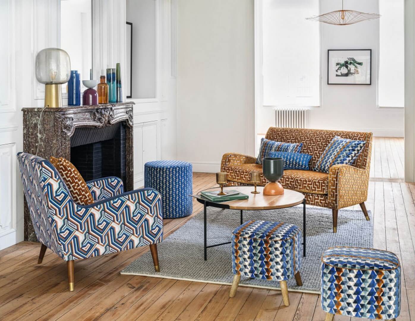 Tkanina aksamitny żakard labirynt Camengo 30920677 Biscaya Bilbao Velvet