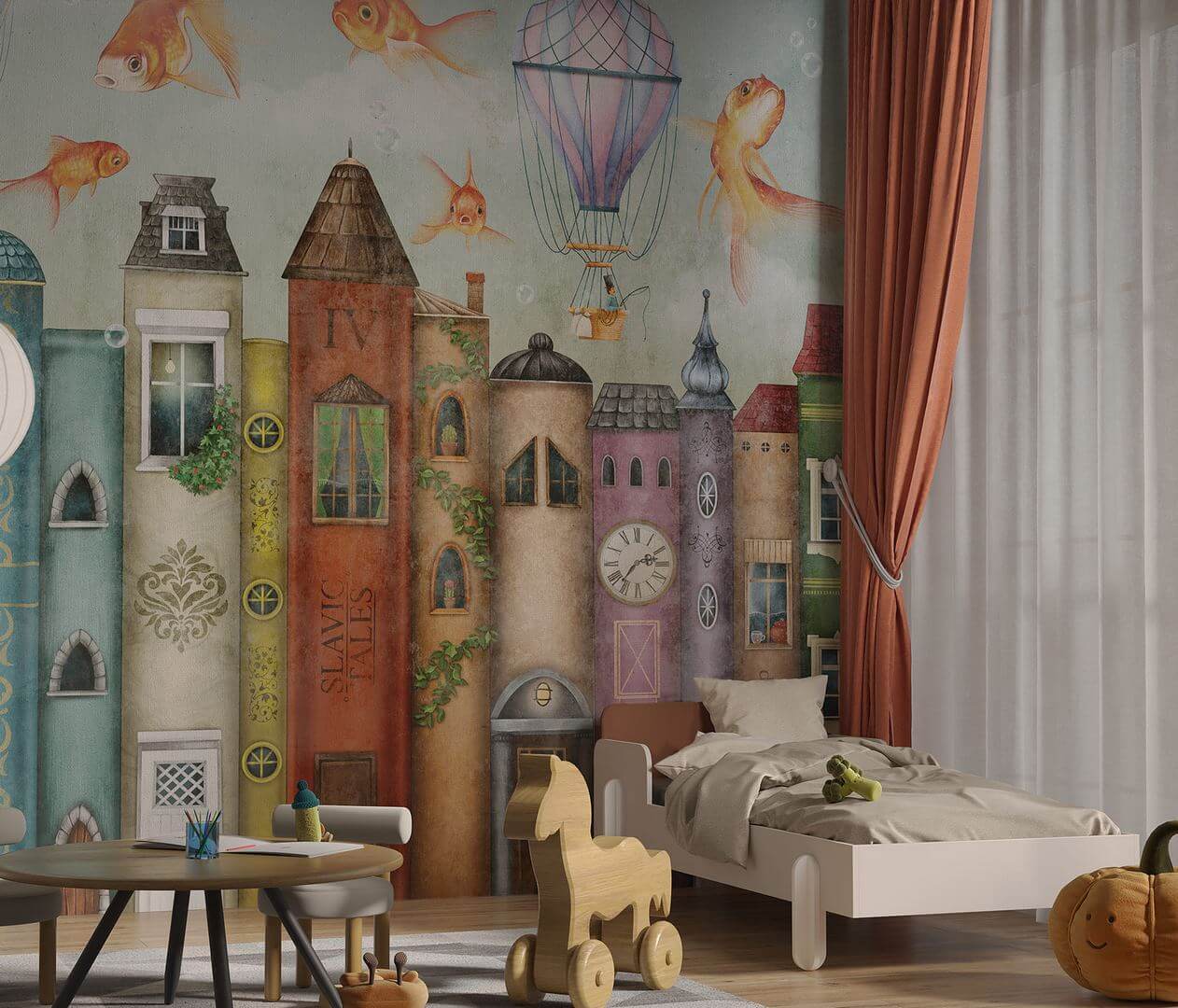 Fototapeta dla dzieci domki z książek Wallcraft Joya 685312202