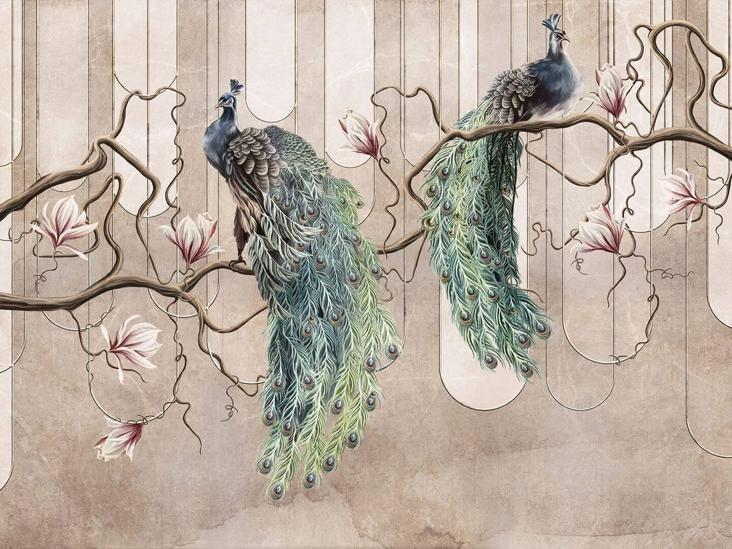 Fototapeta pawie i łuki Wallcraft Nollio 690312202