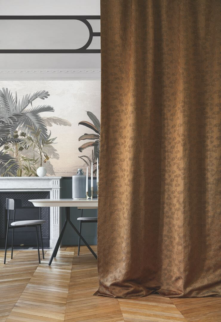 Tkanina żakardowa w stylu Art Deco Casamance 32540125 Colimacon Porte Des Lilas