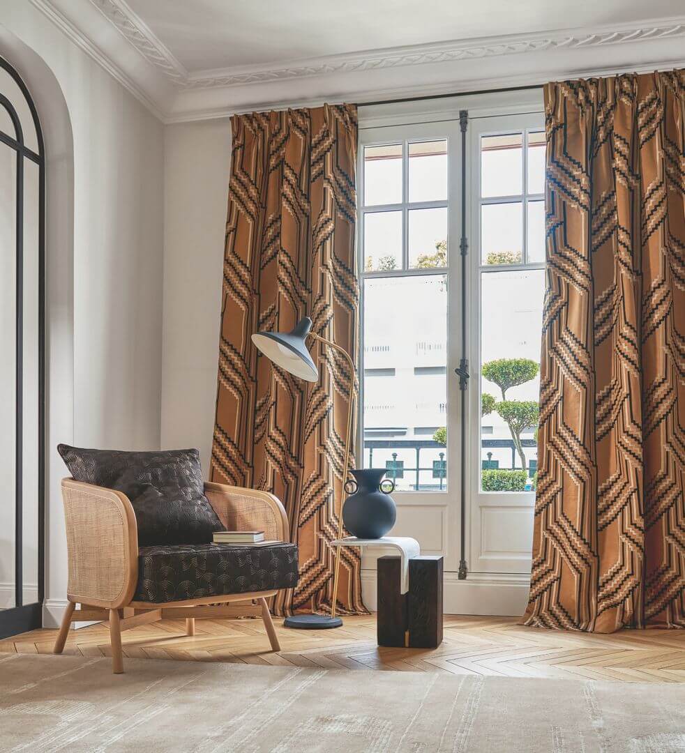 Tkanina żakardowa w stylu Art Deco Casamance 32540125 Colimacon Porte Des Lilas