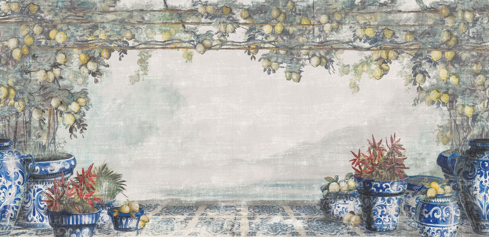 Fototapeta włoskie cytryny i ceramika Inkiostro Bianco SORRENTO INKIBNI2301 Viaggio in Italia