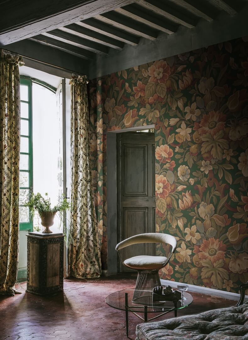 Fototapeta kwiaty vintage Rebel Walls R19238 Vintage Flora Green Vintage Brocade
