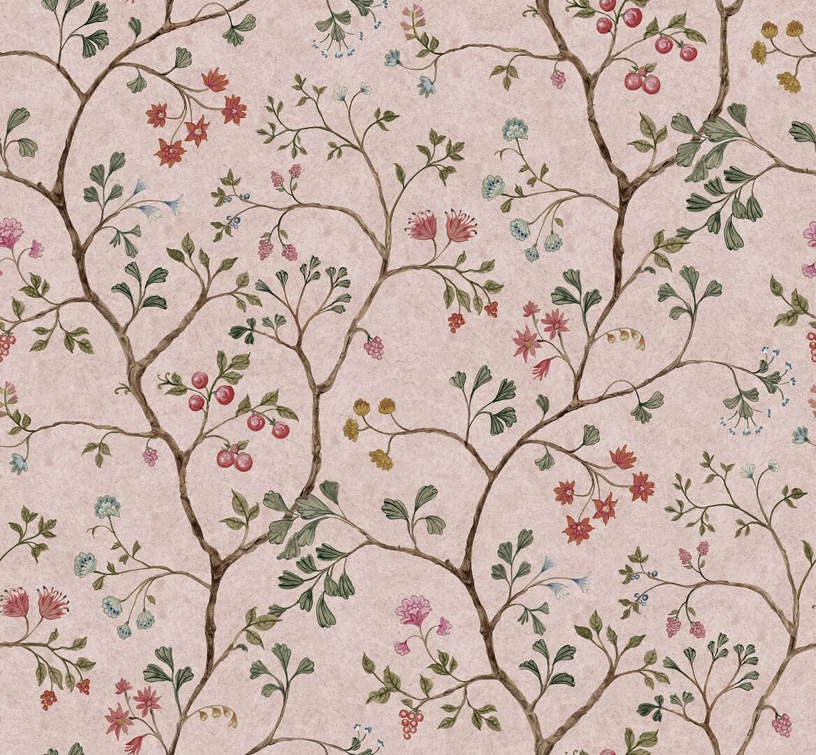 Fototapeta roślinna Rebel Walls R19329 Song Tree Pink Cherry Vintage Brocade