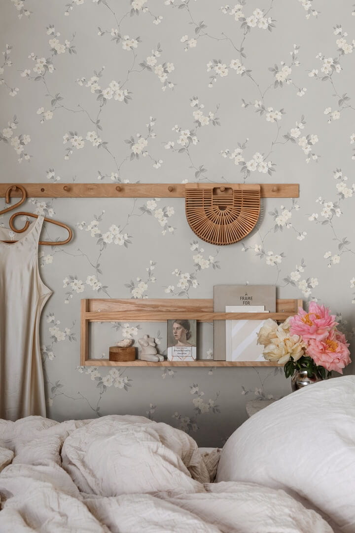 Tapeta kwitnąca jabłoń Sandberg S10187 Engla Mineral Grey Villa Dalaro II