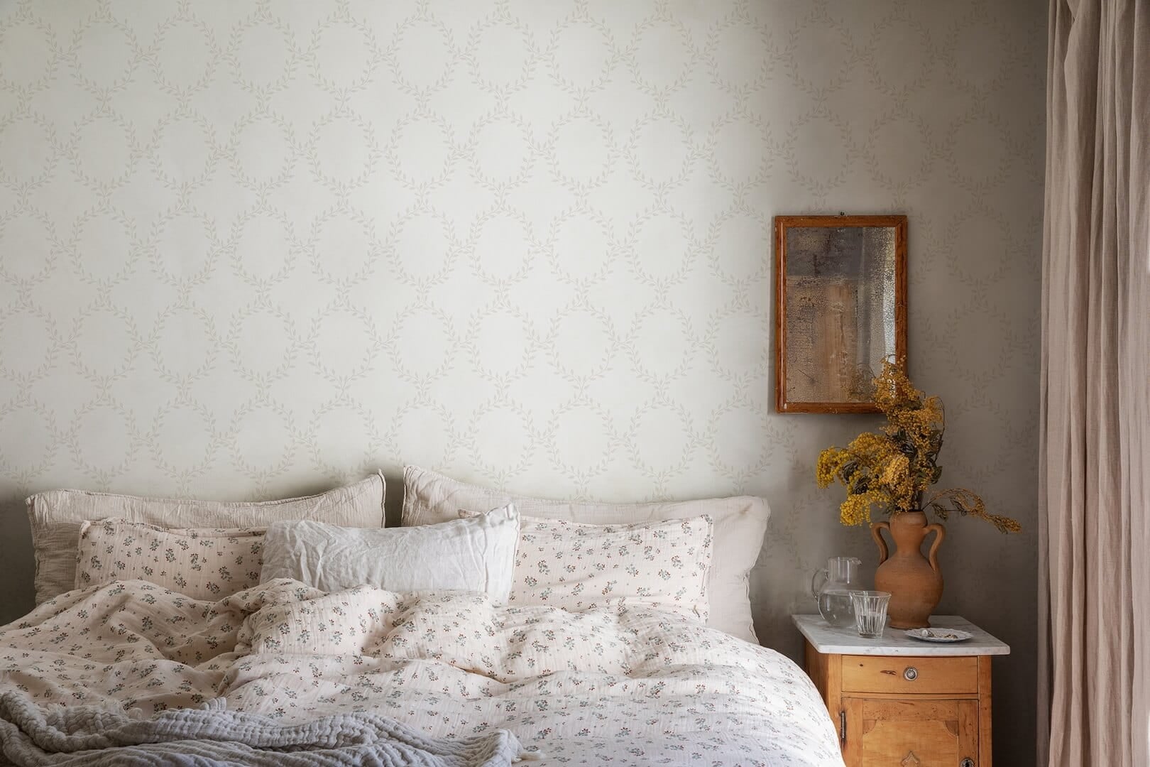 Tapeta roślinny treliaż Sandberg S10200 Wilma Eggshell Villa Dalaro II