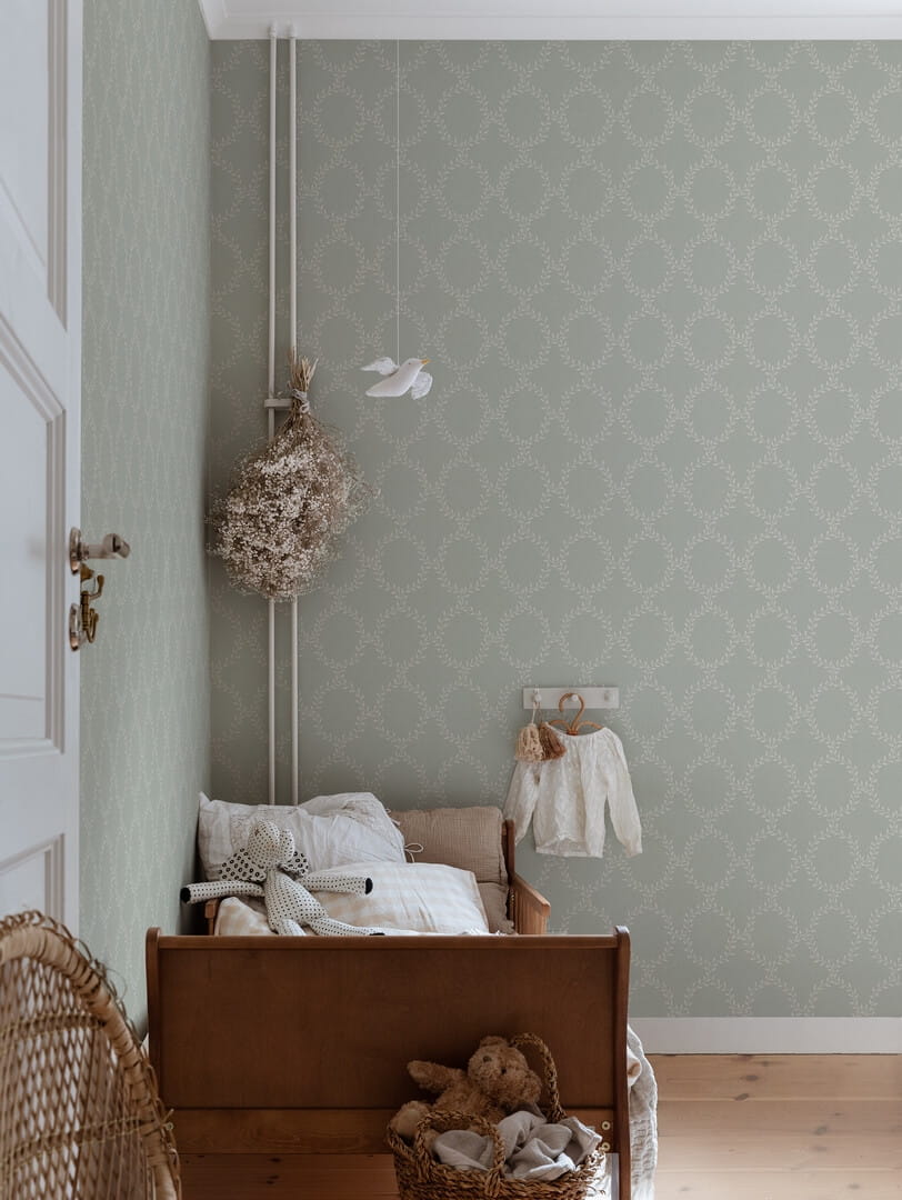 Tapeta roślinny treliaż Sandberg S10201 Wilma Sage Green Villa Dalaro II